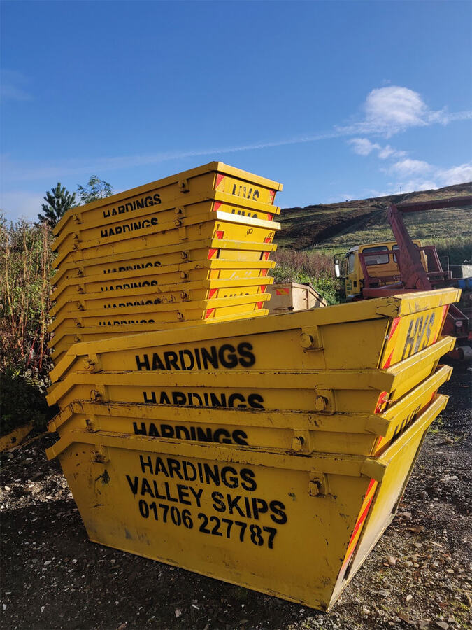 Mini skips Rossendale – stacked Harding's Valley Skips