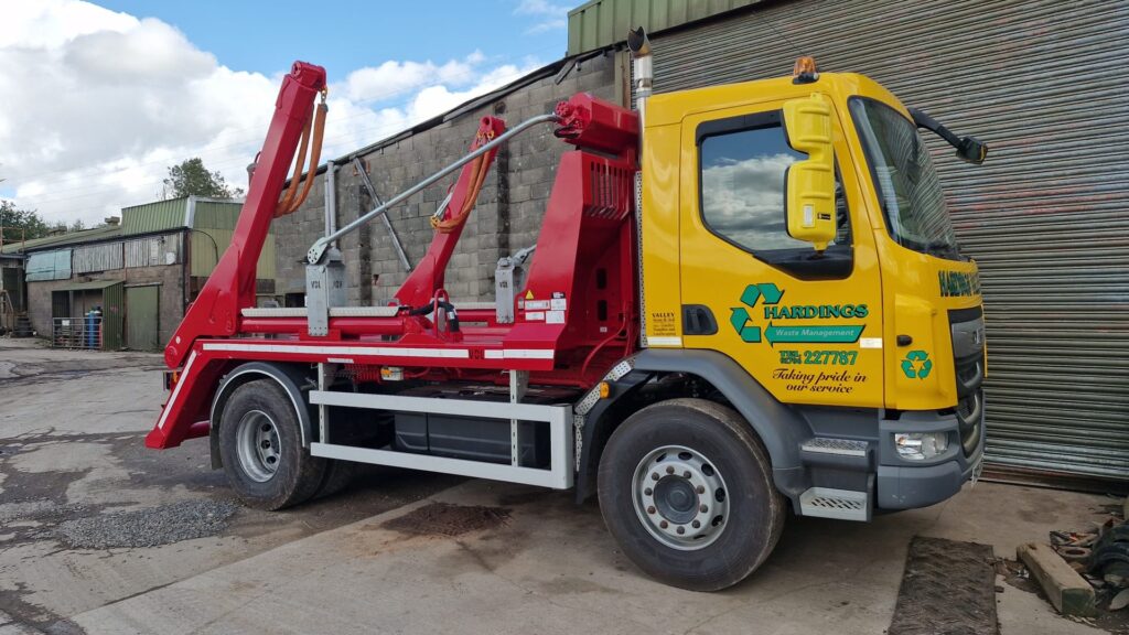 Skip hire Rossendale – HVS skip wagon at the yard